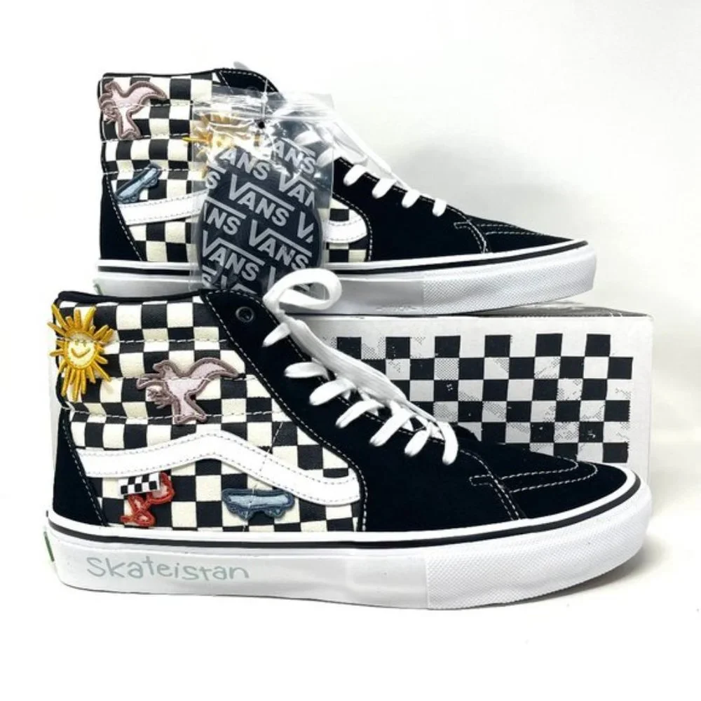 💖MEGA SALE💖Vans Sk8 Hi Men  Checkered Black White Skate Sun   VN0A5FCC89C - Picture 4 of 11